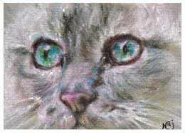 Miniature ACEO Cat Portrait Painting.